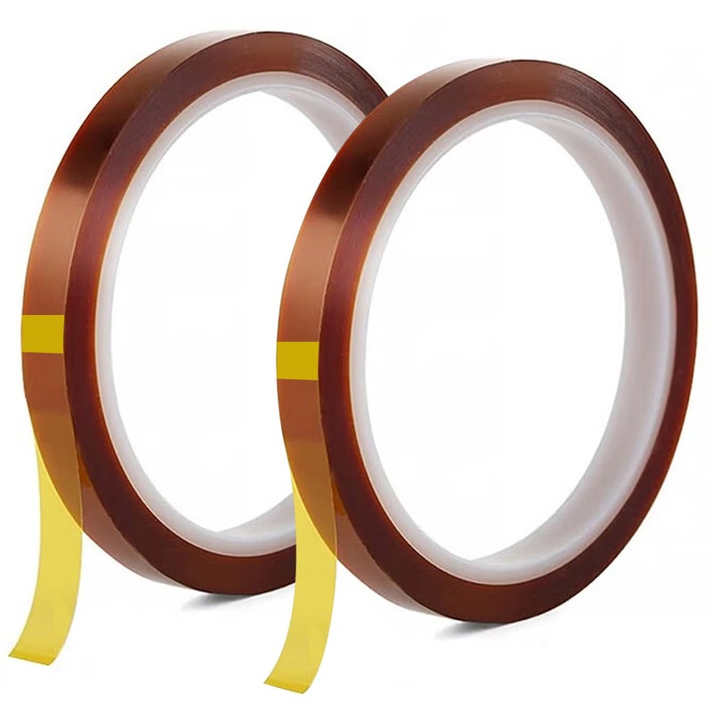 VCHOMY 2Rolls 10mmx33m(108ft) Heat Tape for Sublimation,Heat Press,Heat Transfer Polyimide 500℉ High Temperature Resistant Kapton Thermal Insulation Shield Tape with Silicone Adhesive - Image 1